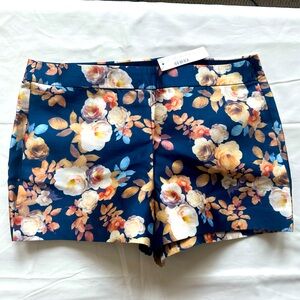 J.Crew Navy Silk Floral City Shorts Size 6 BNWT Structured Tailored Summer